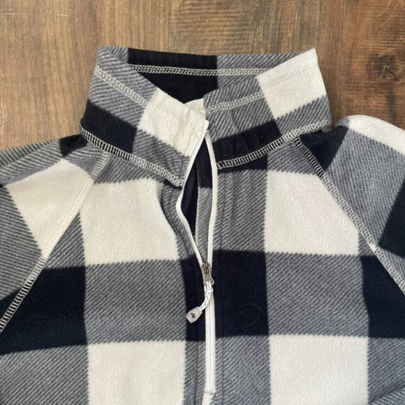 Eddie Bauer Black White Buffalo Check Fleece Quarter Zip Pullover Women’s Small - Picture 2 of 7